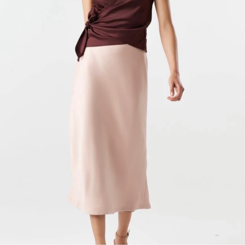 VETTA Blush Pink Midi Skirt